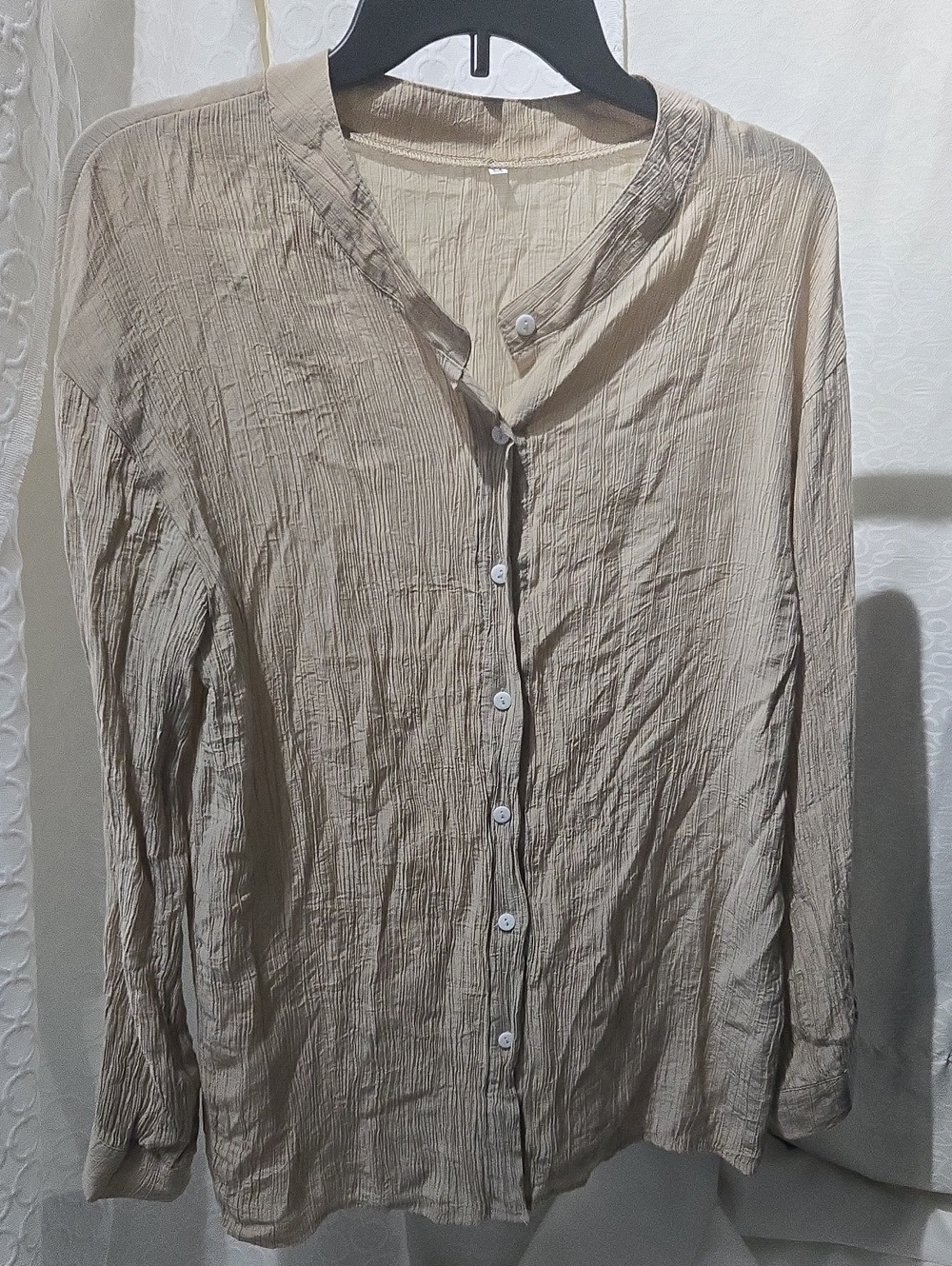 Women's Lightweight Beige Button-Down Shirt